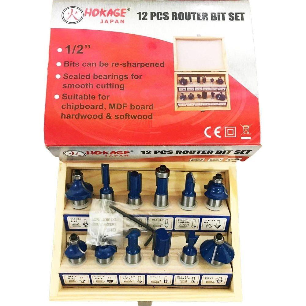 Hokage Router Bit Set (12 pcs/set) - Goldpeak Tools PH Hokage Hokage Router Bit Set (12 pcs/set) - Goldpeak Tools PH Hokage